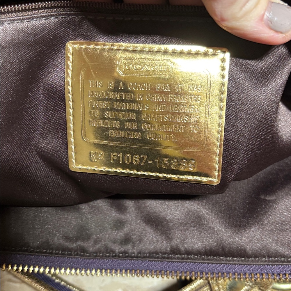 Coach Poppy Collectiom Dark Purple/Gold  Tote with Sz (L) - Like NEW!! - Picture 8 of 11